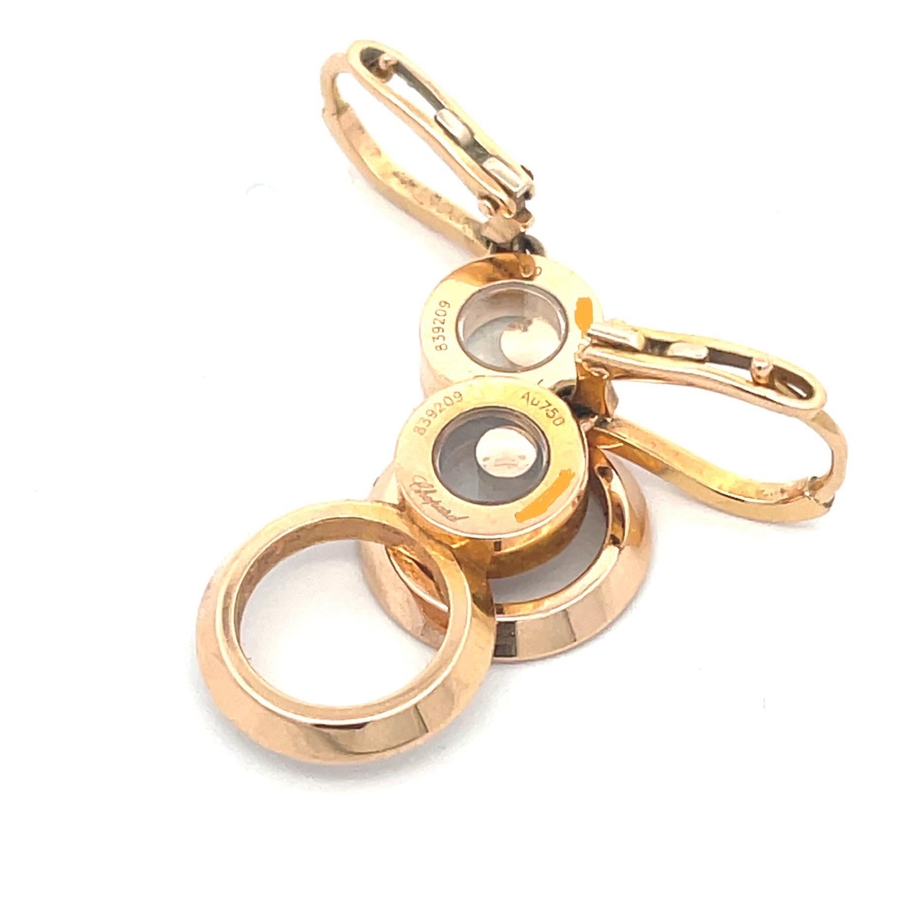 Chopard Happy 8 Rose Gold Diamond Earrings. Model reference: 839209-5002. The Happy 8 line recreates the eight as a token of good fortune, eternity, and excellence. This masterpiece of the wonderful Happy Diamonds collection by Chopard is performed
