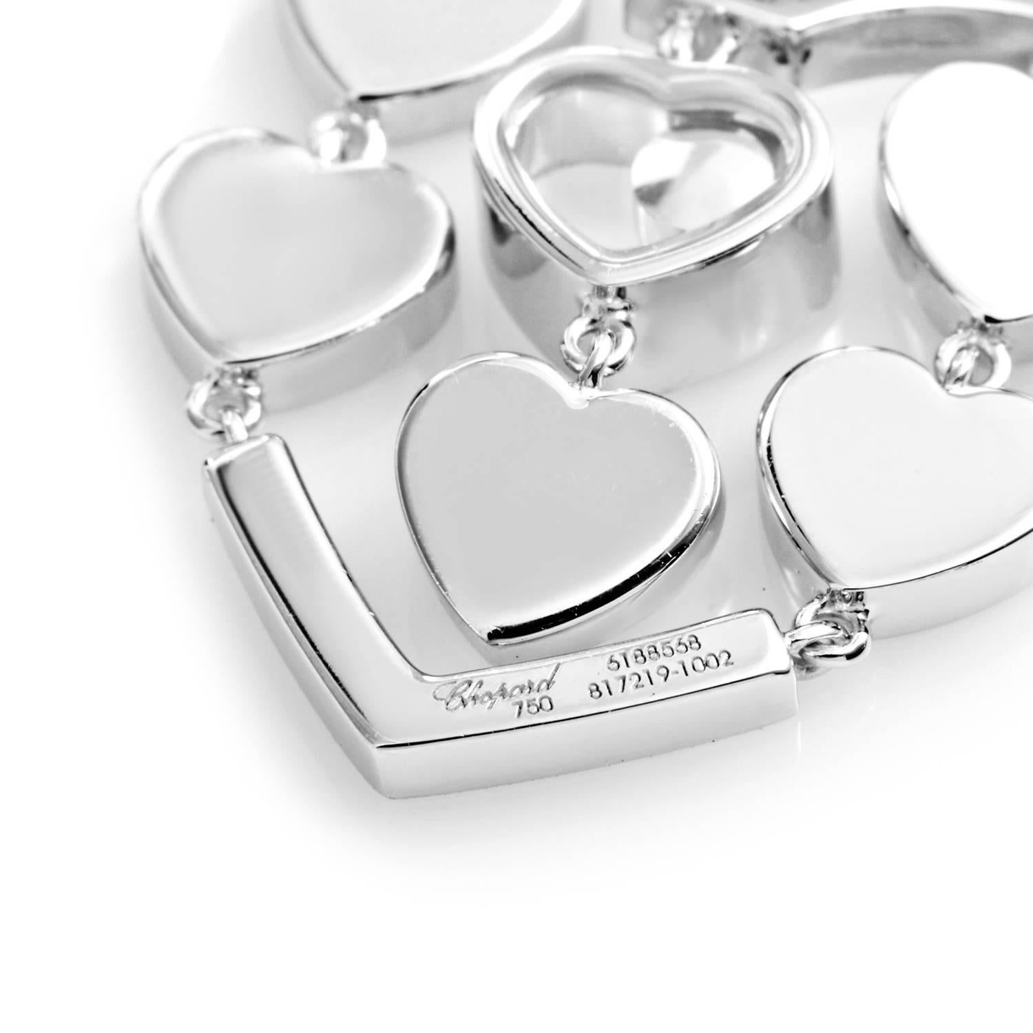 Women's Chopard Happy Amore 18 Karat Gold Diamond Pave Multiple Hearts Pendant Necklace
