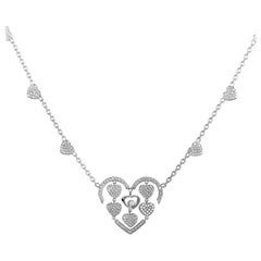 Chopard Happy Amore 18 Karat Gold Diamond Pave Multiple Hearts Pendant Necklace