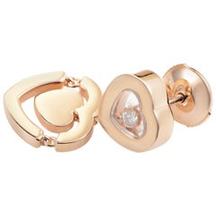 Chopard Happy Amore 18 Karat Rose Gold Diamond Heart Dangle Earrings 837219-5001