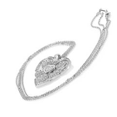 Chopard Happy Amore 18K White Gold Full Diamond Pave Multiple Hearts Pendant Nec