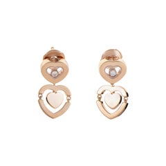 Chopard Happy Amore Diamond Rose Gold Heart Dangle Earrings