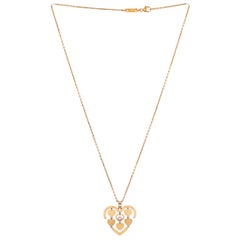 Chopard Happy Amore Heart Pendant Necklace 18k Yellow Gold and Diamond