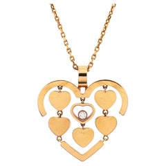 Chopard Happy Amore Heart Pendant Necklace 18k Yellow Gold and Diamond