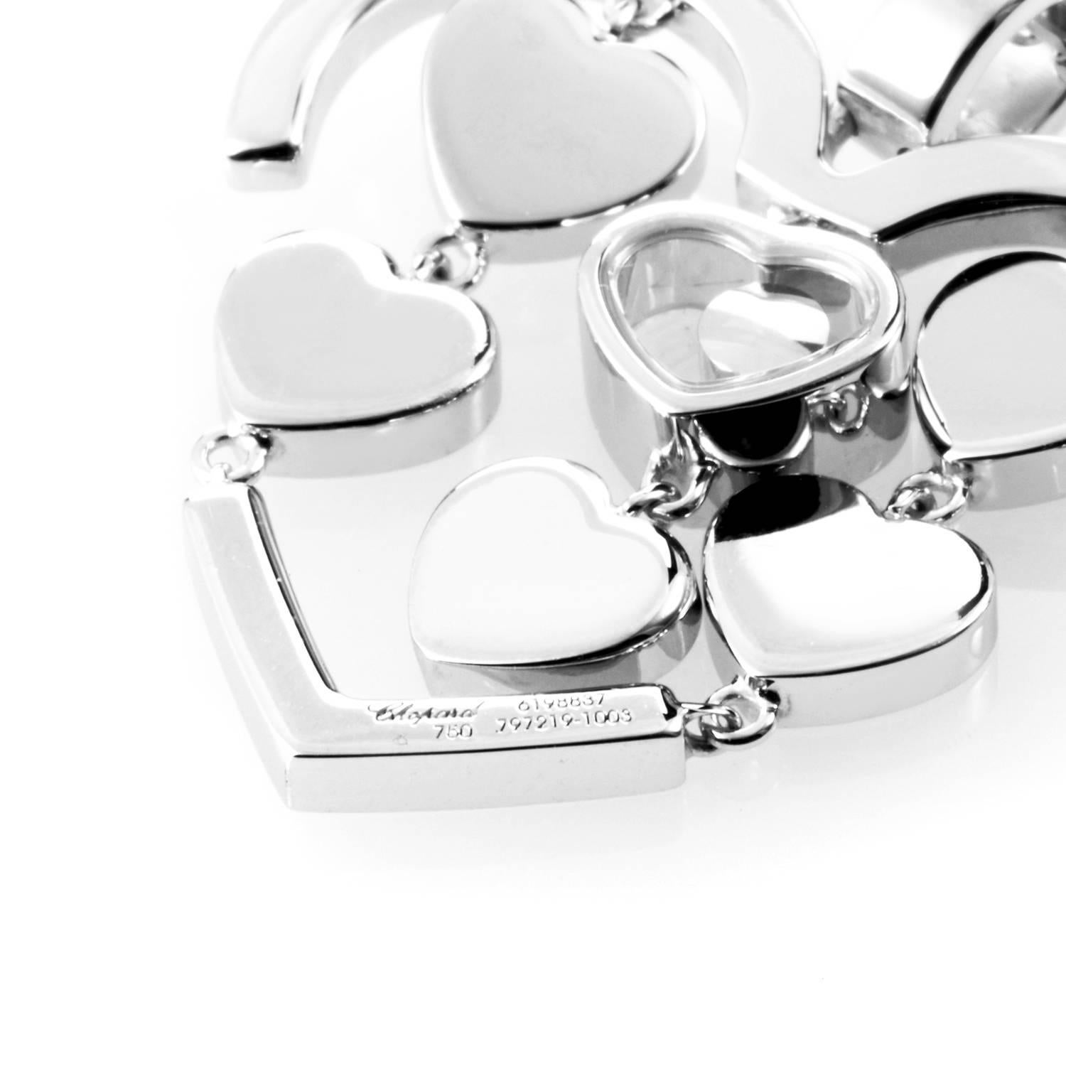 Chopard Happy Amore Petite 18K White Gold Full Diamond Pave Multiple Hearts Pend In New Condition In Southampton, PA