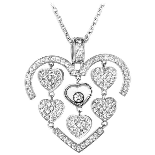 Chopard Happy Amore Petite White Gold Full Diamond Pave Multiple Hearts ...