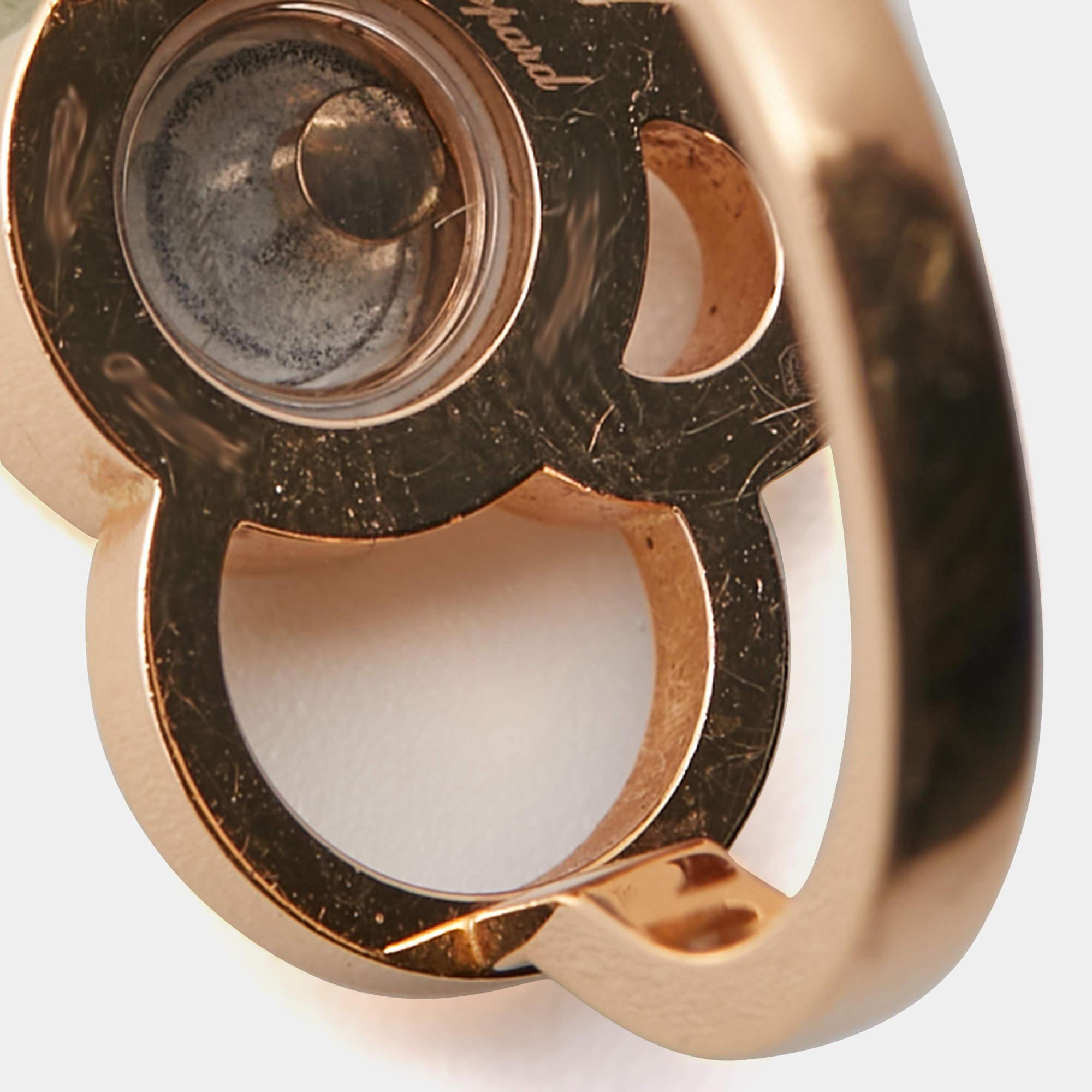 Chopard Happy Bubble Diamond 18k Rose Gold Ring Size 54 In Fair Condition In Dubai, Al Qouz 2