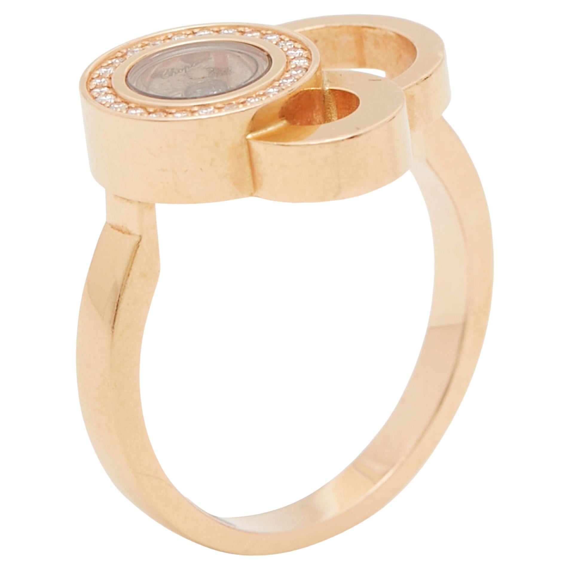 Chopard Happy Bubble Diamond 18k Rose Gold Ring Size 54 For Sale at 1stDibs
