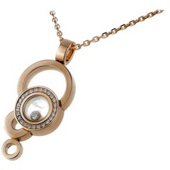 Chopard Happy Bubbles Diamant-Anhänger mit Kette/Halskette aus 18 Karat Roségold