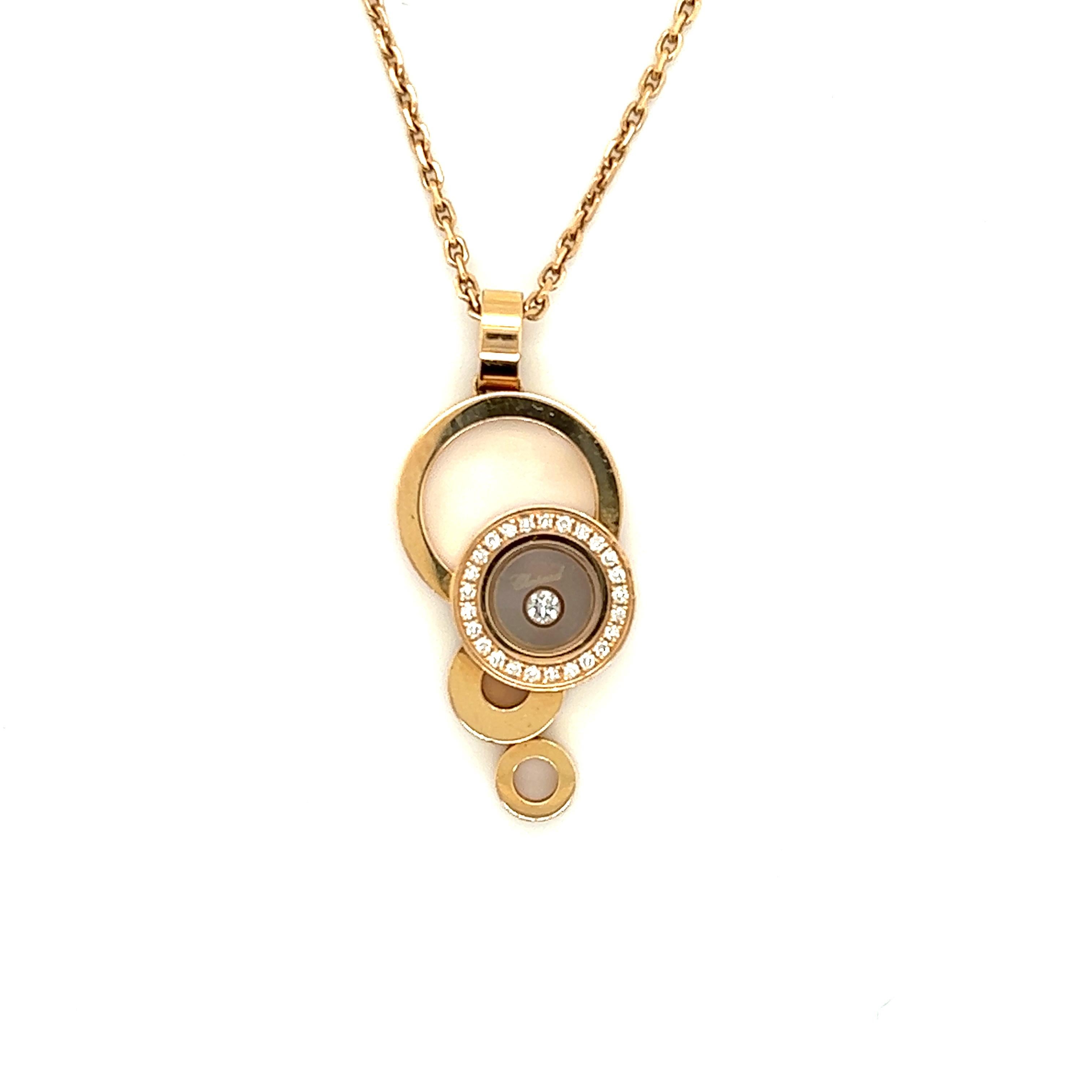Beautiful necklace crafted by famed designer Chopard. This elegant necklace is crafted in 18k rose gold and measures 18