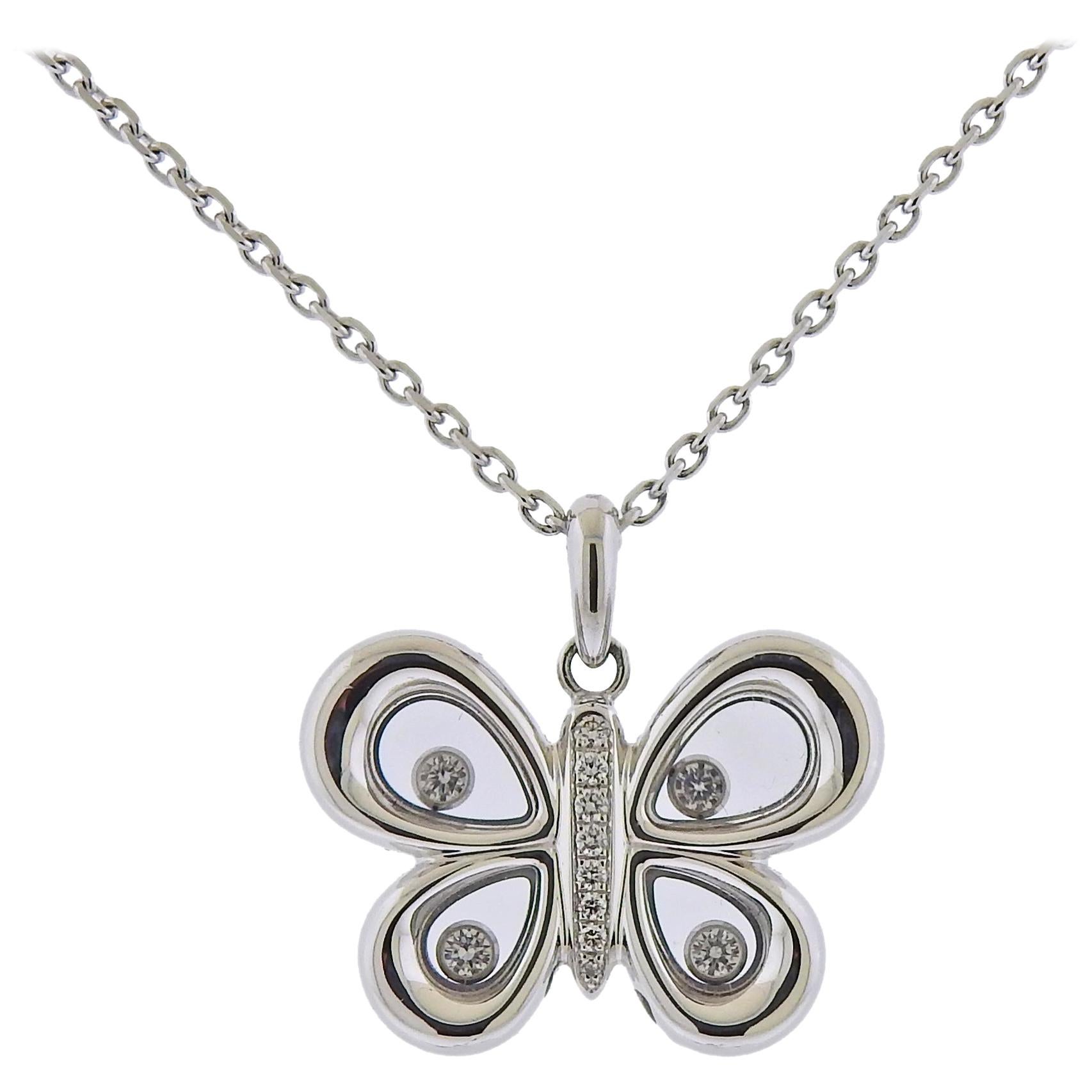 Chopard Happy Butterflies Gold Diamond Pendant Necklace 799511-1201