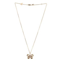 Chopard Happy Butterflies Pendant Necklace 18k Pink Gold with Diamonds