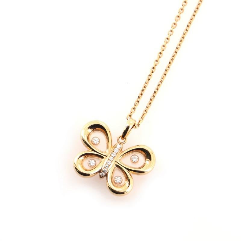Chopard Happy Butterflies Pendant Necklace 18k Pink Gold with Diamonds In Good Condition In New York, NY
