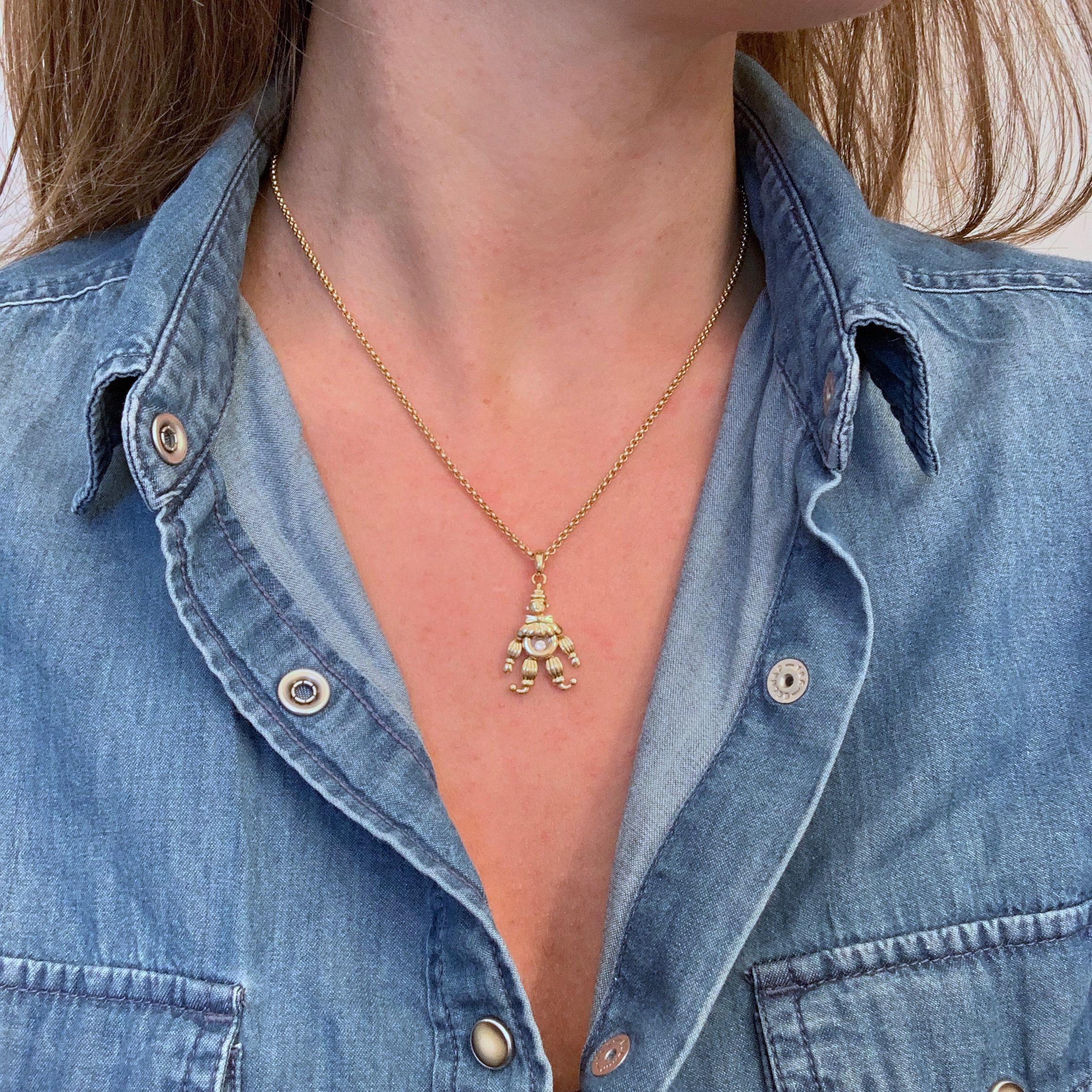 Chopard Happy Clown Happy Diamond Yellow Gold Pendant Necklace In Good Condition In London, GB