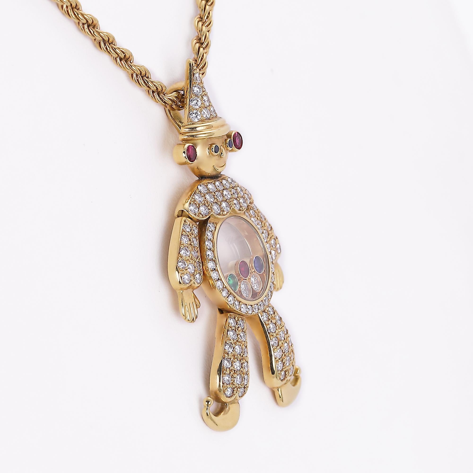 Moderne Chopard Pendentif Clown Happy Clown avec diamants, rubis, émeraudes et saphirs bleus en vente