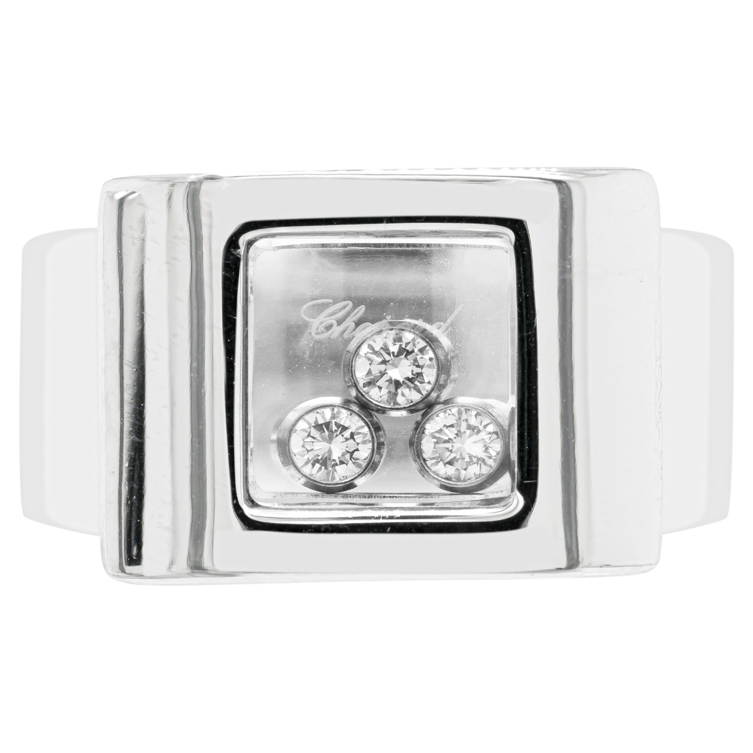 Chopard Happy Curves Diamond 18 Carat White Gold Ring For Sale