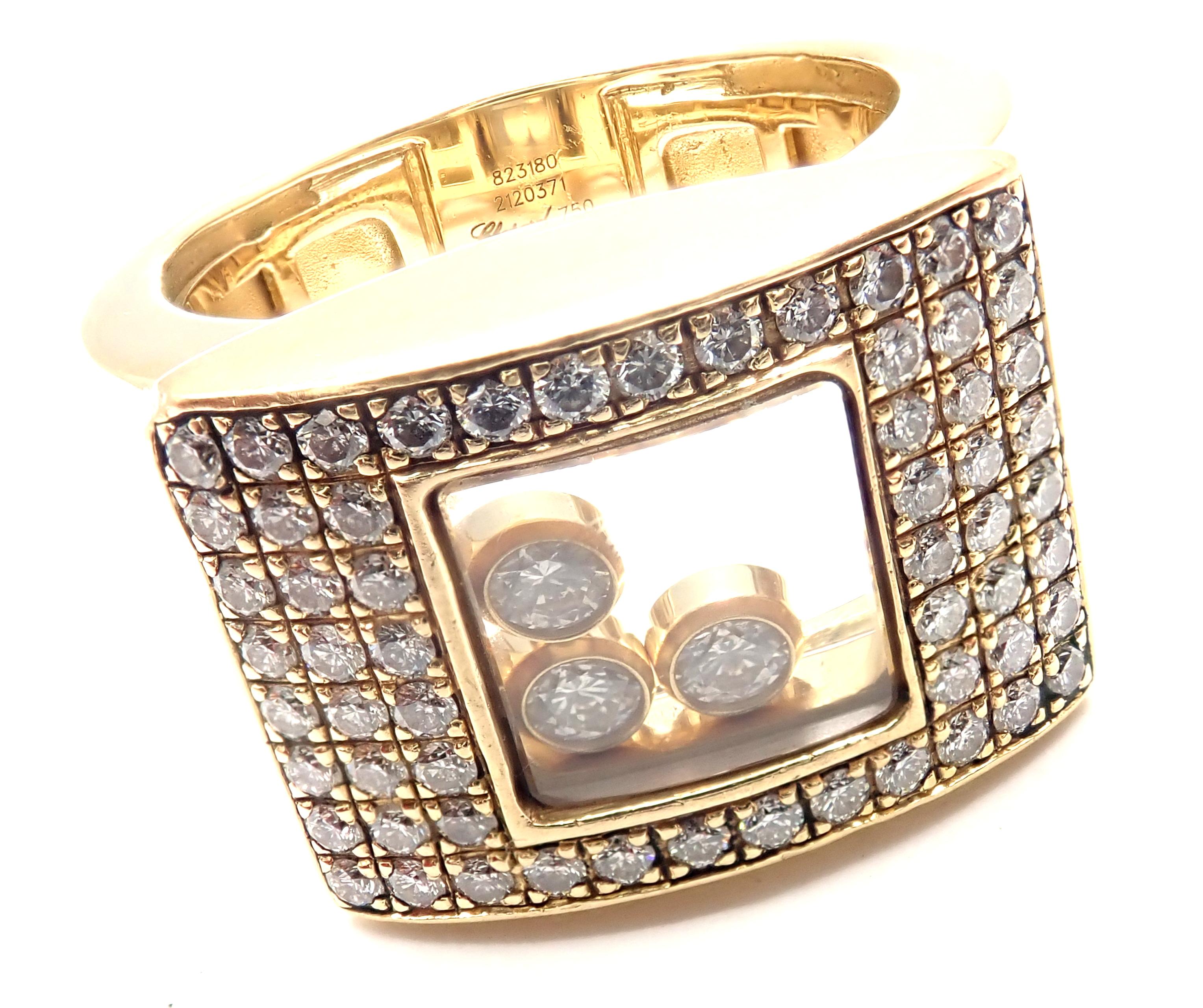 Brilliant Cut Chopard Happy Curves Diamond Yellow Gold Ring For Sale