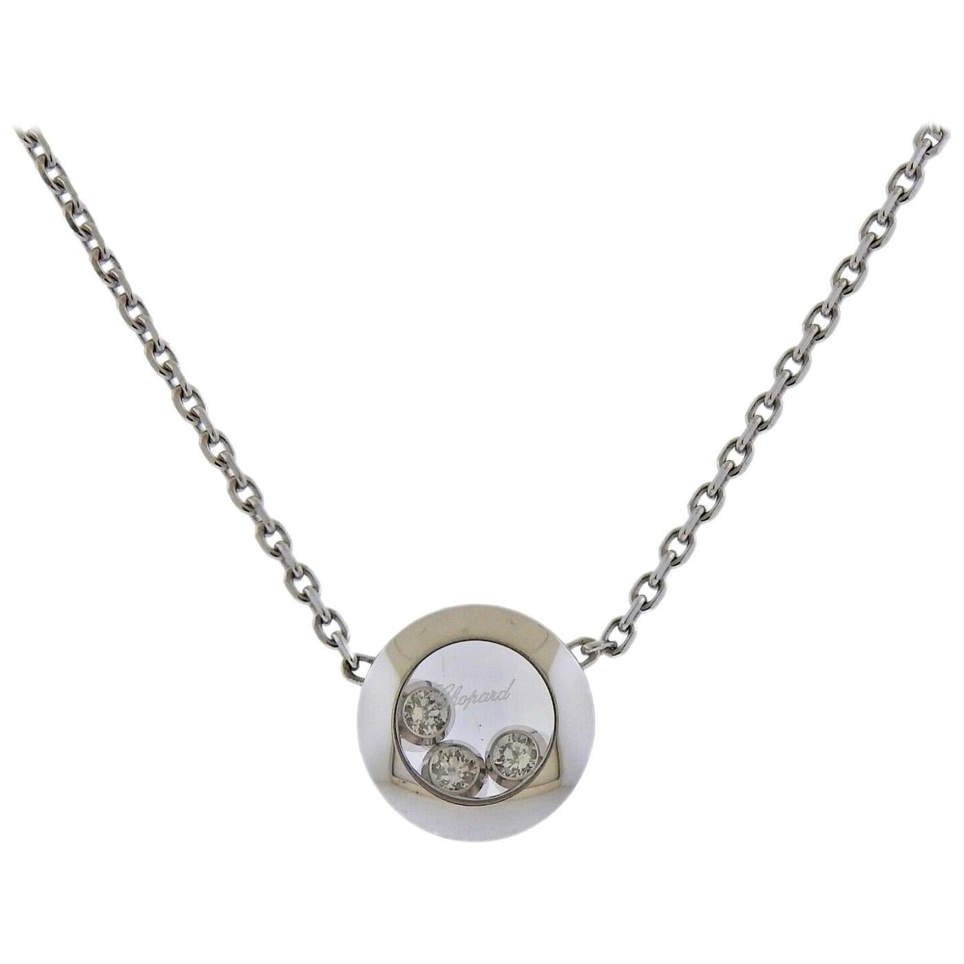 Chopard Happy Curves Gold Diamond Circle Pendant Necklace 819562-1001