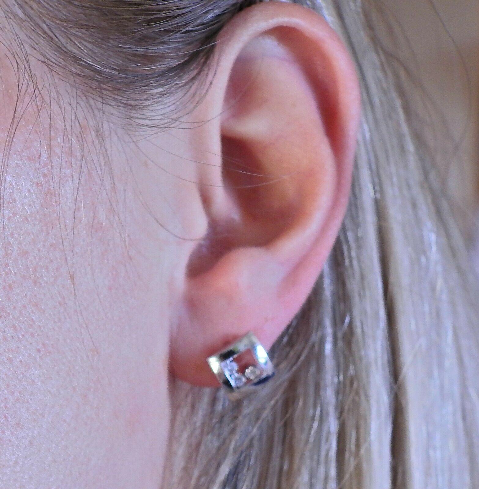 Chopard Happy Curves Gold Diamond Square Stud Earrings 839224-1001 In New Condition In Lambertville, NJ