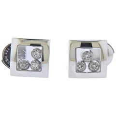 Chopard Happy Curves Gold Diamond Square Stud Earrings 839224-1001