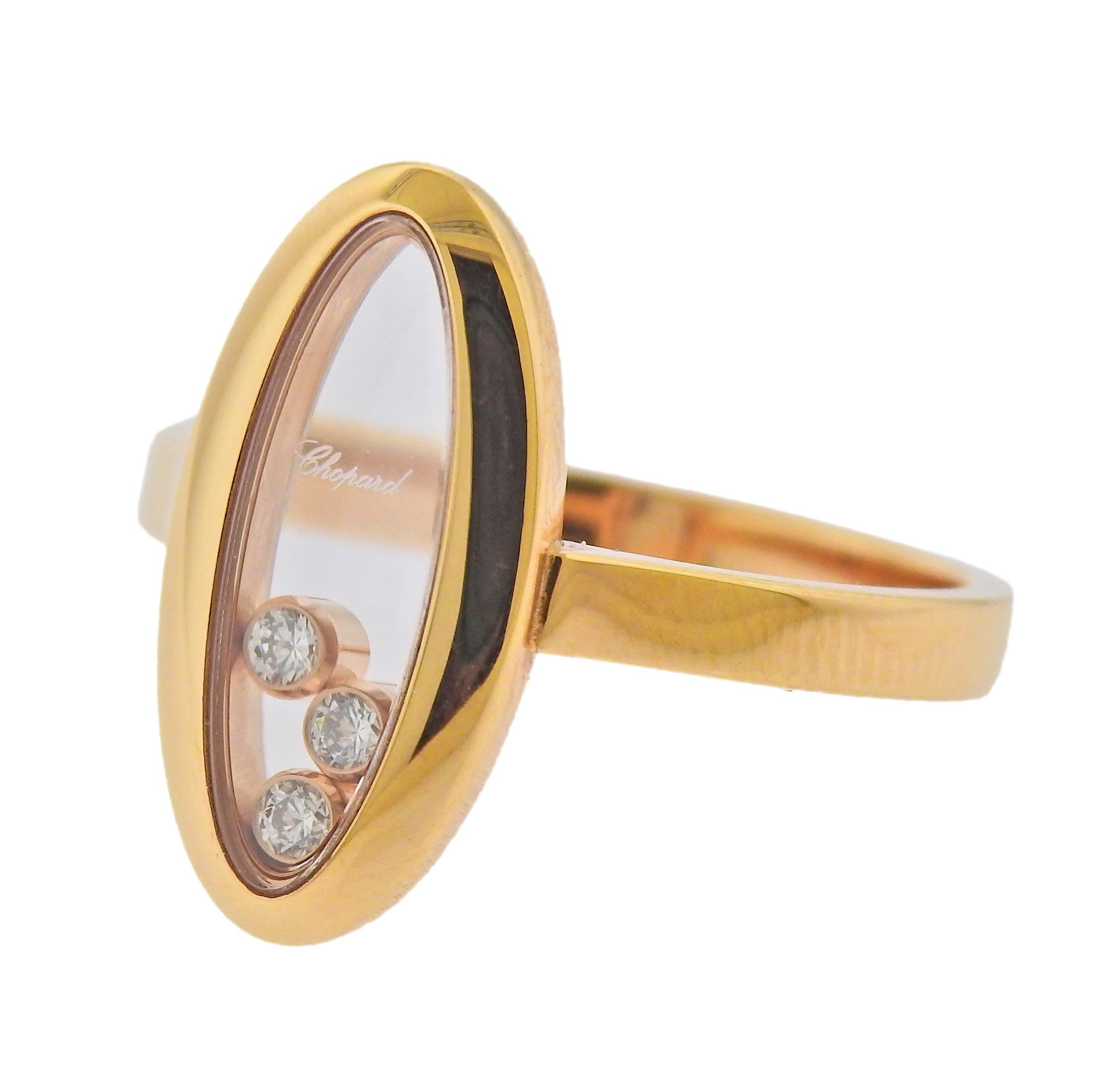 Neuer ovaler Happy Curves Ring aus 18 Karat Roségold von Chopard, mit ca. 0,09 ct in FG/VVS Diamanten. Einzelhandel $3760, mit Box und Papieren.   Ringgröße - 6, Ringspitze - 18mm x 9mm. Markiert:  Chopard, 750, 829090, 6375782. Gewicht - 5,9 Gramm. 