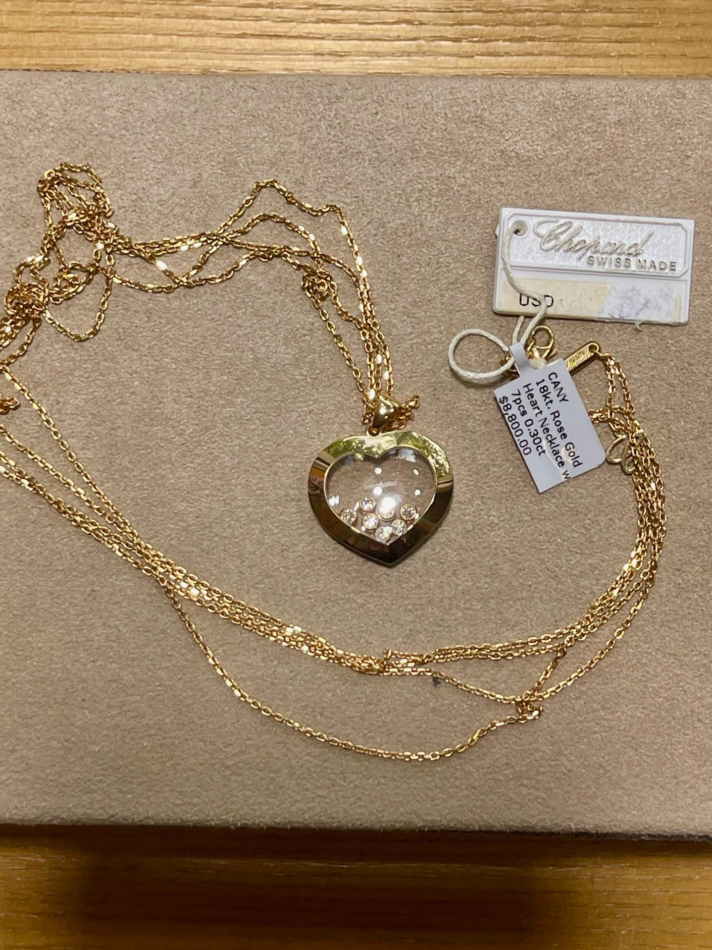 Chopard Happy Curves Rose Gold Diamond Pendant Necklace In New Condition For Sale In Miami, FL