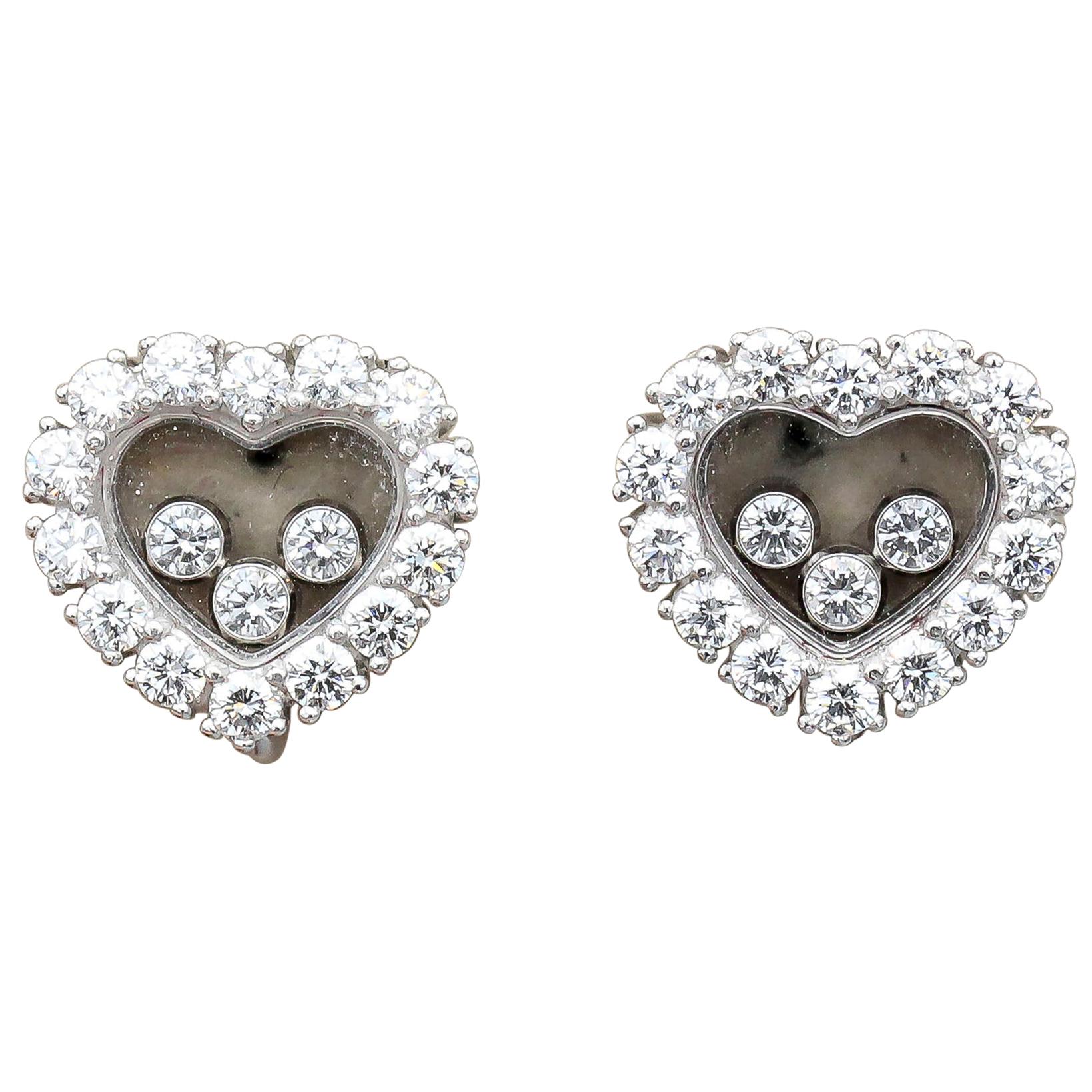 Chopard Happy Diamond 18 Karat White Gold Earrings for Non Pierced Ears