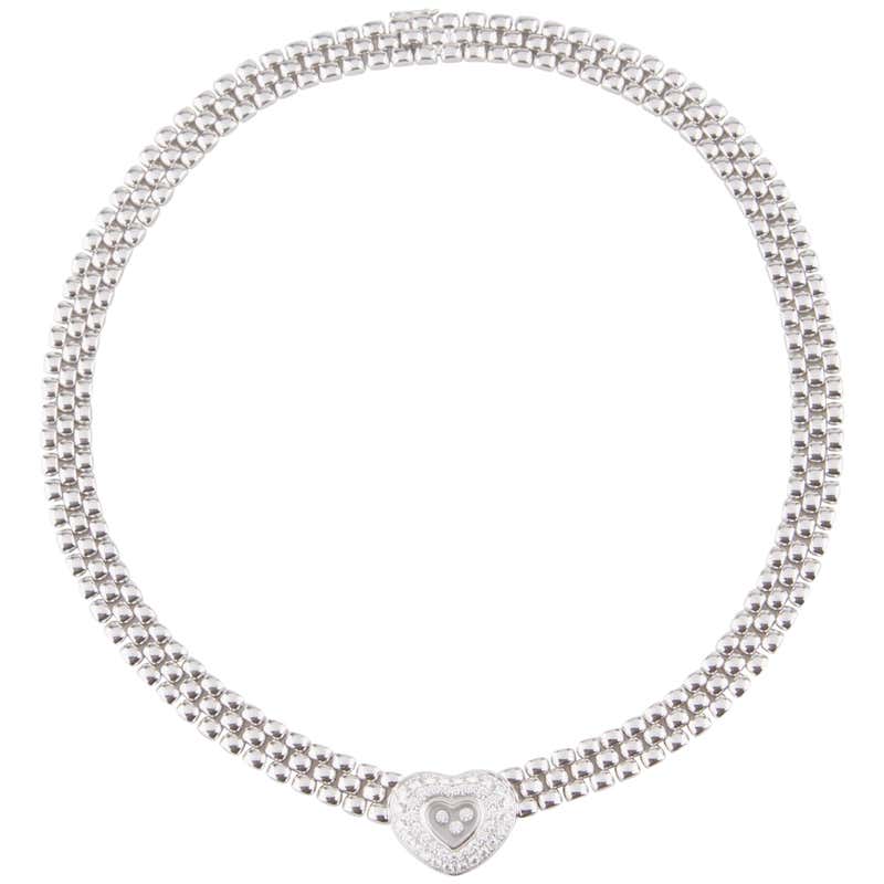 Chopard Happy Diamond 18 Karat White Gold Heart Necklace Original Box ...