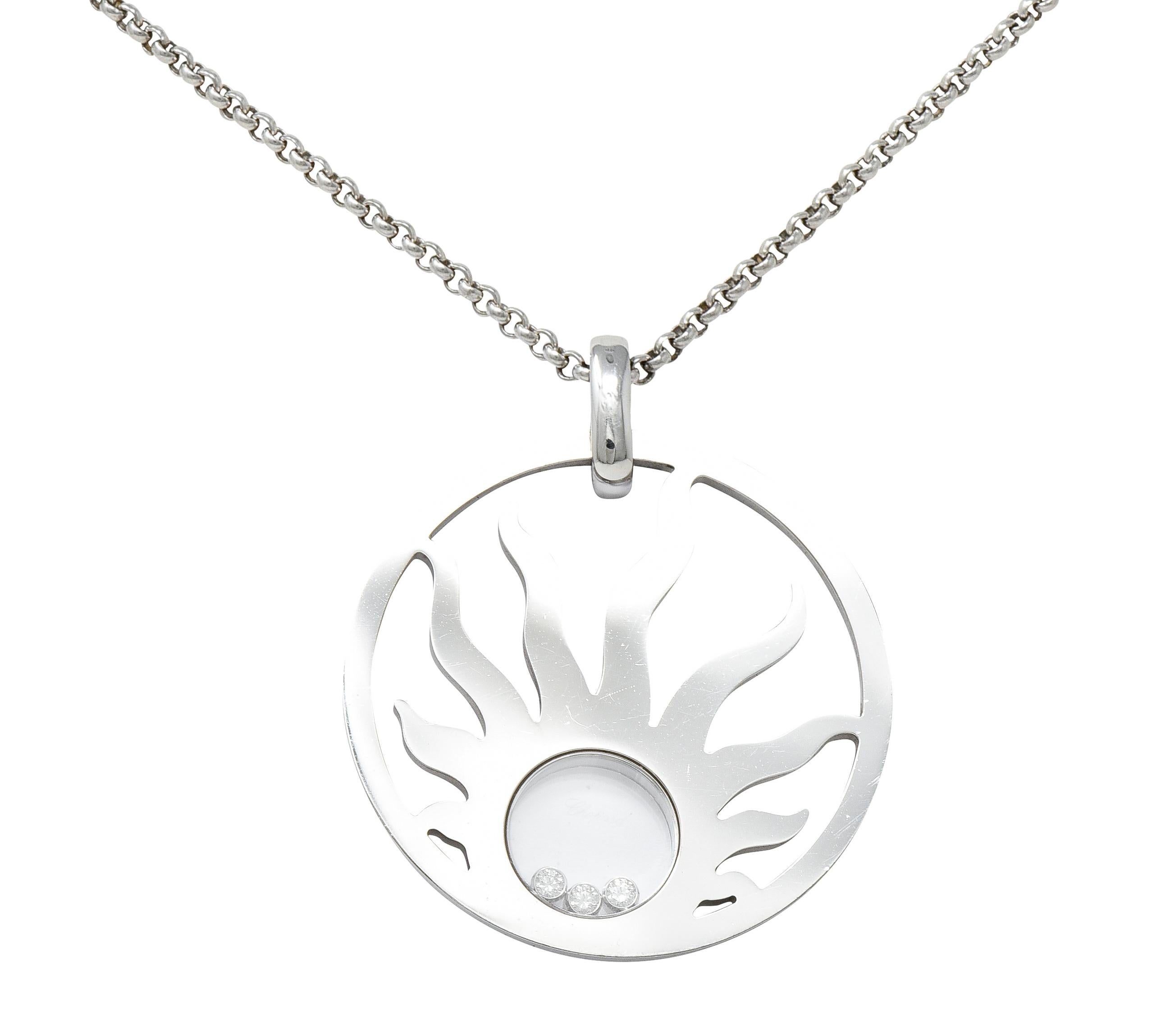 Chopard Happy Diamond 18 Karat White Gold Sun Pendant Necklace 4
