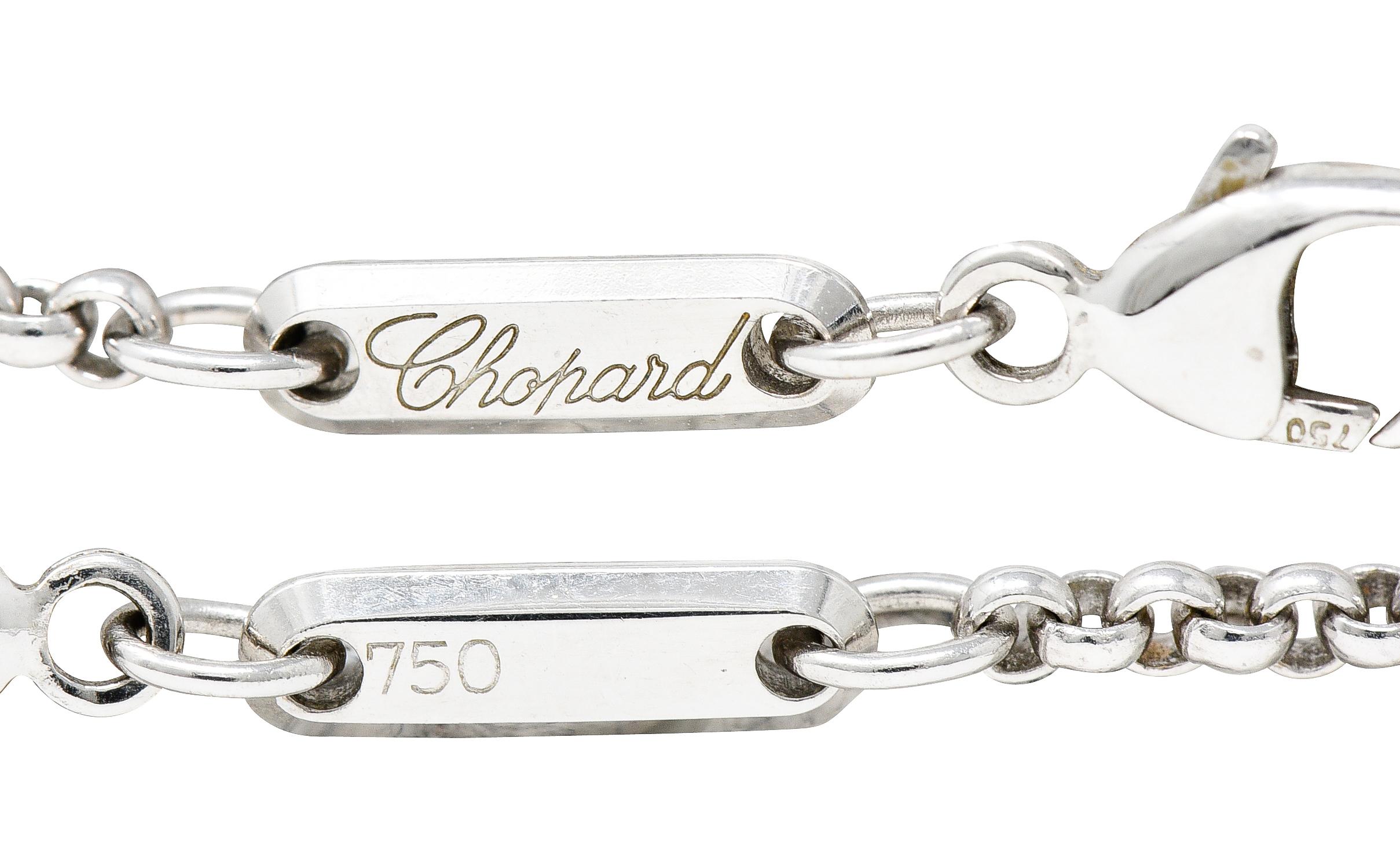 Women's or Men's Chopard Happy Diamond 18 Karat White Gold Sun Pendant Necklace