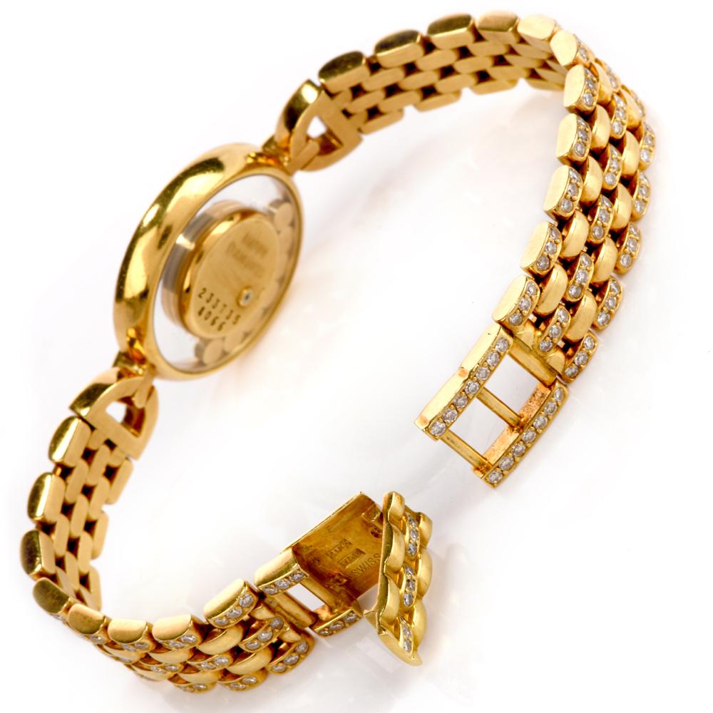 Chopard Happy Diamond 18 Karat Gold Damenuhr Refrence 4066 mit Diamanten im Zustand „Hervorragend“ in Miami, FL