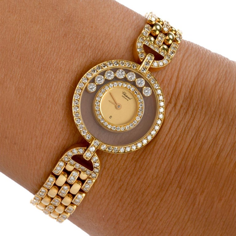 Chopard Happy Diamond 18 Karat Gold Ladies Watch Refrence 4066 For Sale