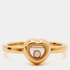 Chopard, bague Happy Diamond en or rose 18 carats en forme de cœur, taille 51