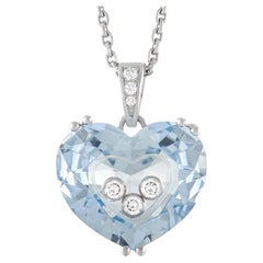 Chopard Happy Diamond 18K White Gold 0.18 Ct Diamond and Blue Heart-Shaped