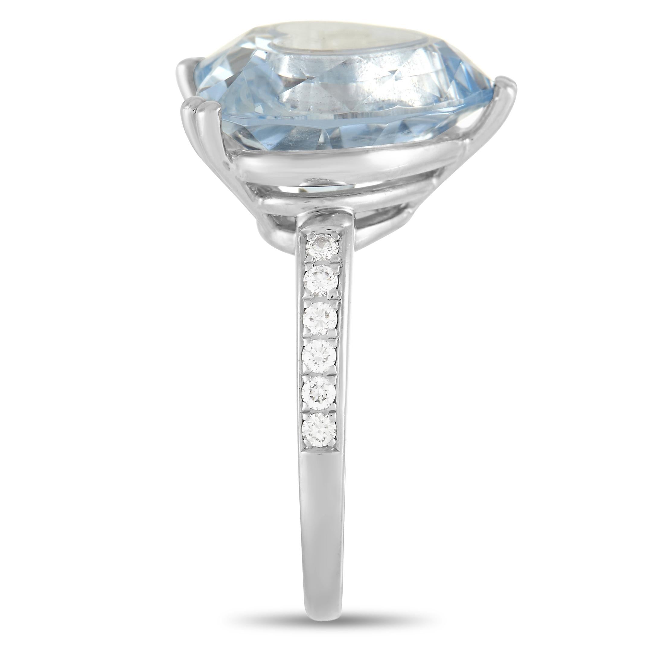 18 Karat Weißgold Happy Diamond mit 0,20 Karat Diamant und blauem herzförmigem Stein von Chopard (Rundschliff)