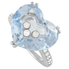 18 Karat Weißgold Happy Diamond mit 0,20 Karat Diamant und blauem herzförmigem Stein von Chopard