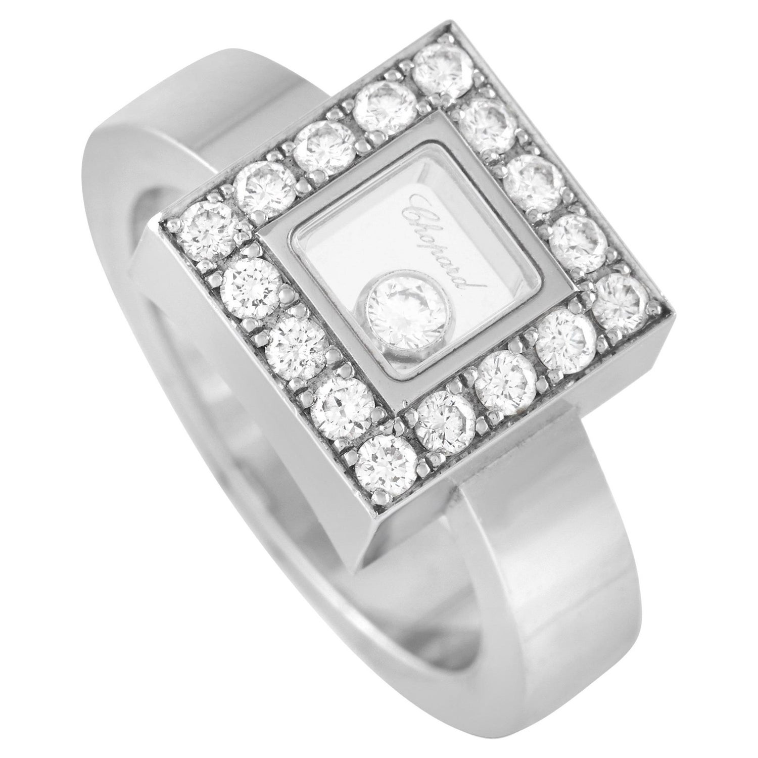 Chopard Happy Diamond 18K White Gold 0.48 Ct Diamond Ring For Sale at  1stDibs