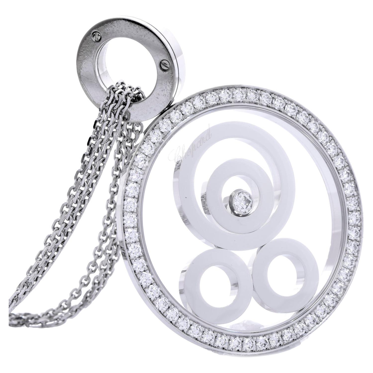 Chopard Happy Diamond 18K White Gold Circular Pendant Necklace