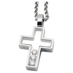 Chopard Happy Diamond 18k White Gold Cross Pendant Necklace