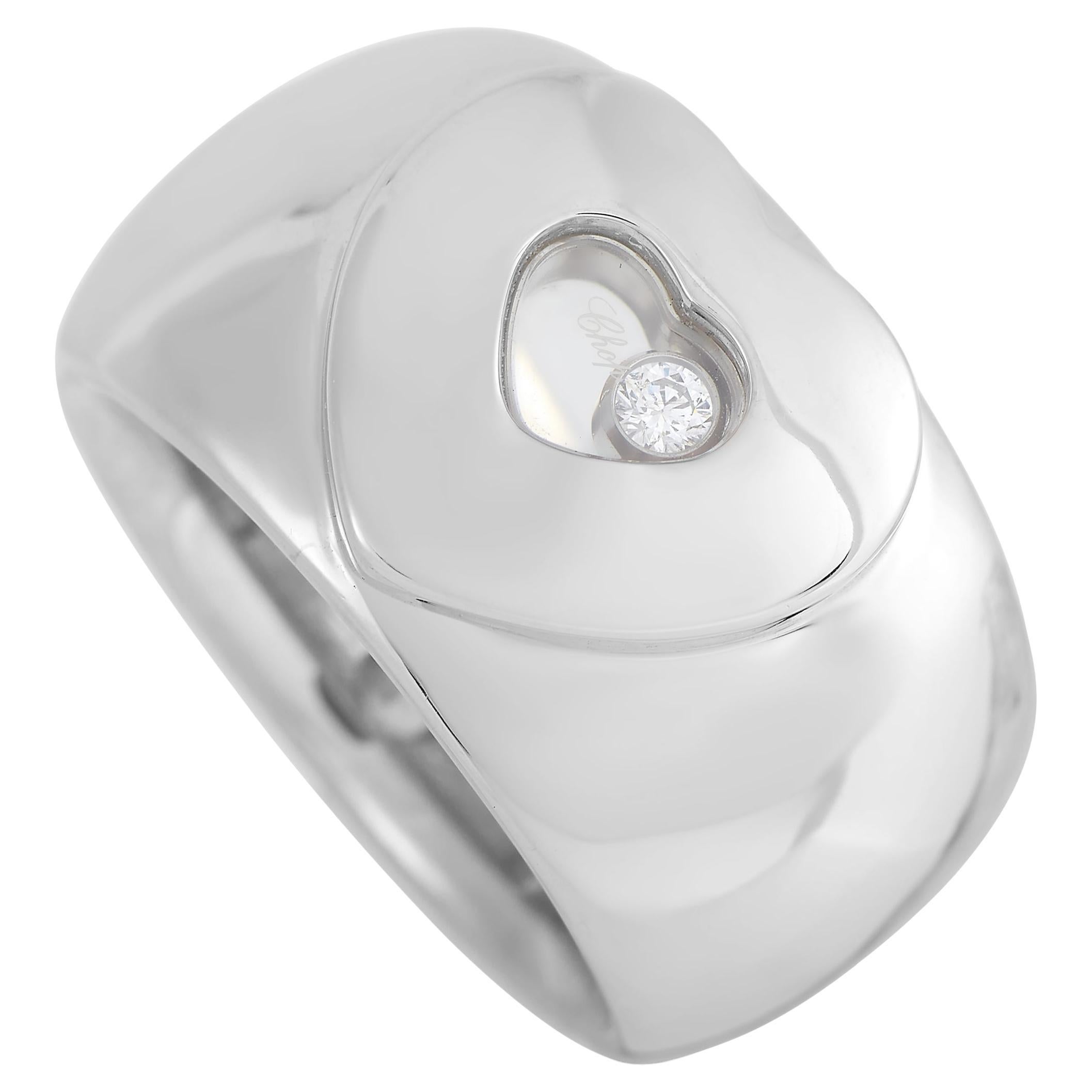 Chopard Happy Diamond 18K White Gold Diamond Heart Ring For Sale