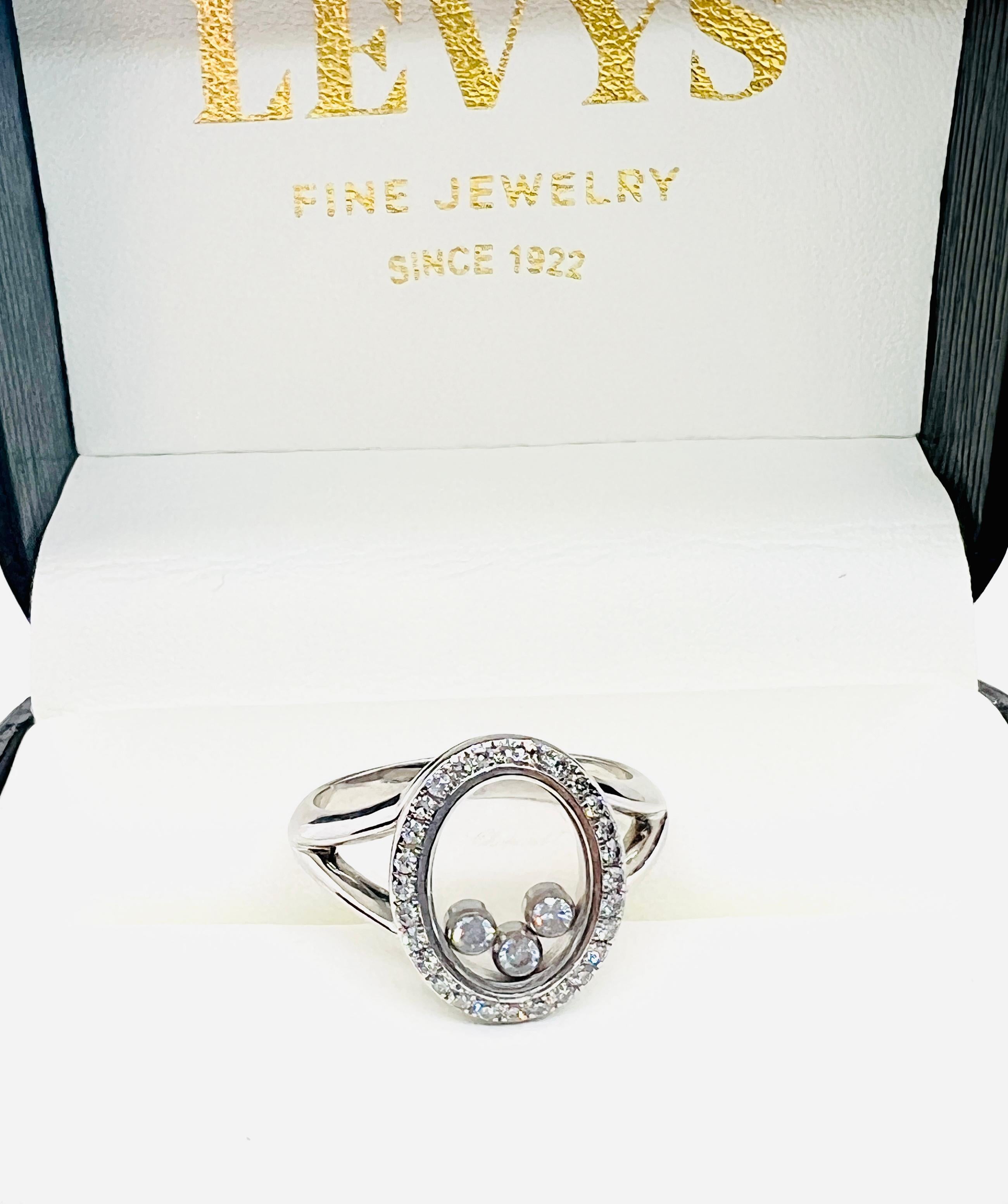 Artisan Chopard Happy Diamond 18K White Gold & Diamond Ring Size 7.75