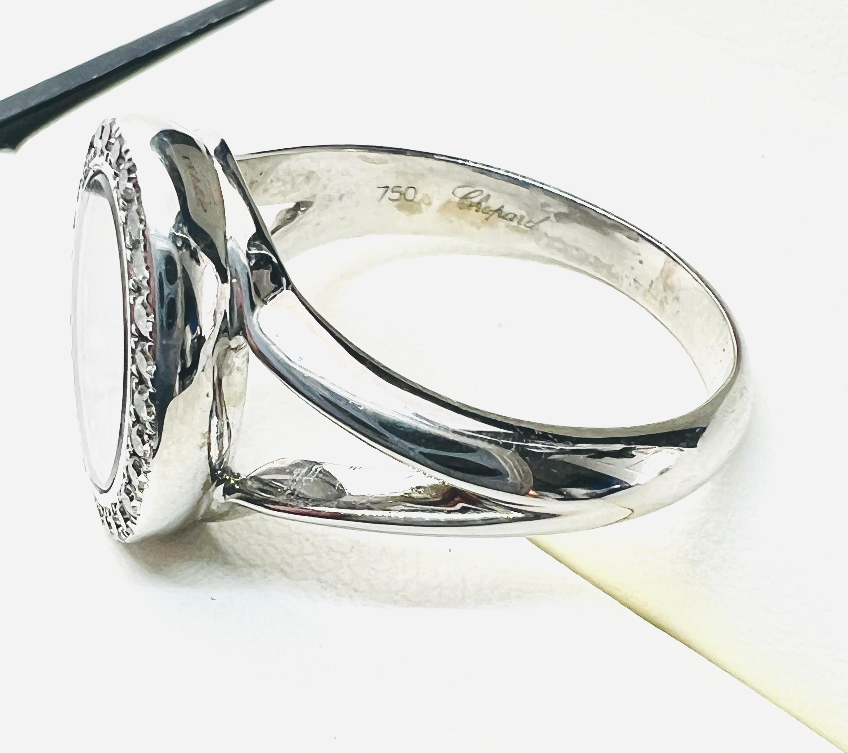 Women's Chopard Happy Diamond 18K White Gold & Diamond Ring Size 7.75