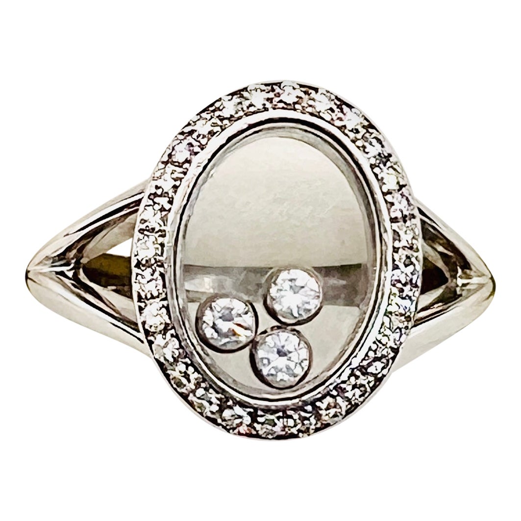 Chopard Happy Diamond 18K Weißgold & Diamant-Ring Größe 7,75