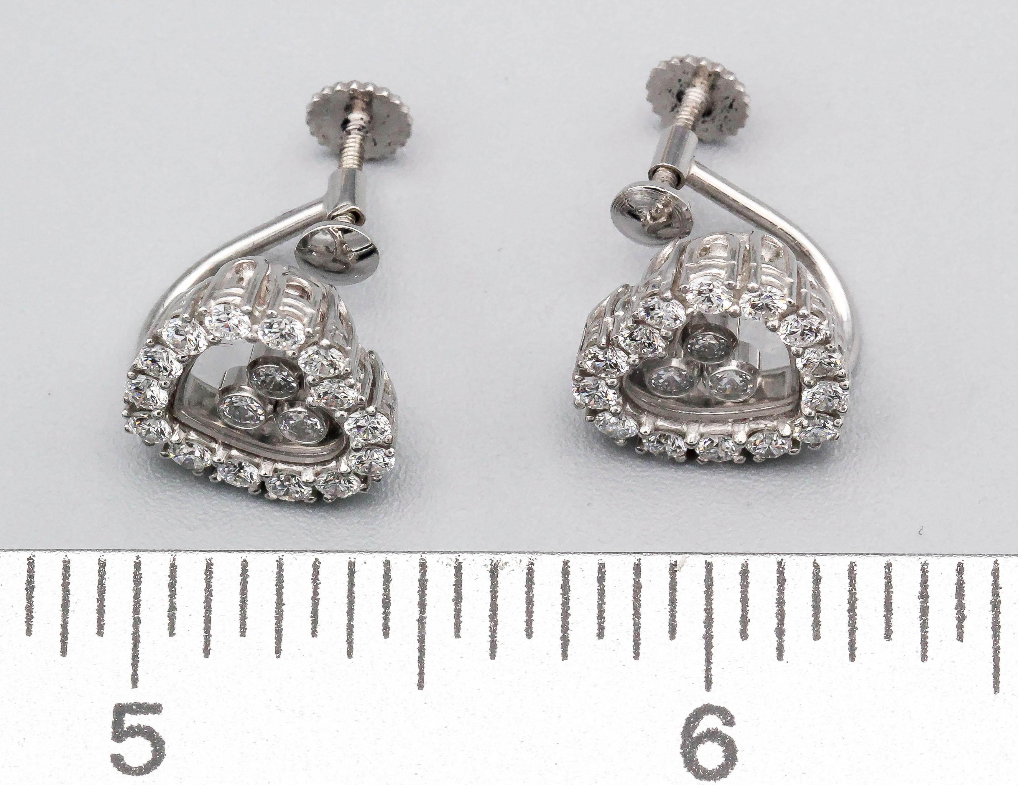 Women's Chopard Happy Diamond 18 Karat White Gold Earrings for Non Pierced Ears