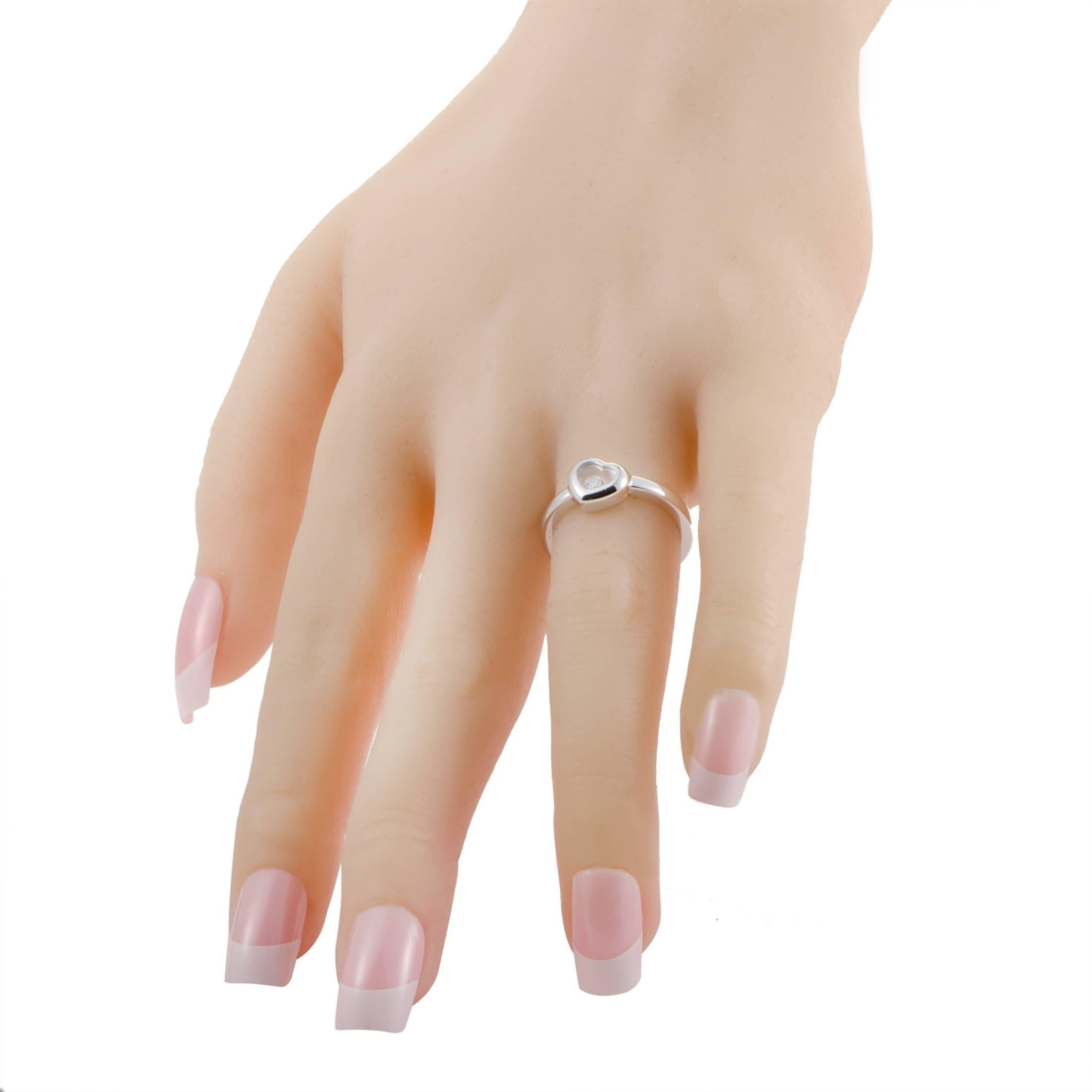Women's Chopard Happy Diamond 18K White Gold Floating 0.05 Ct Diamond Small Heart Ring