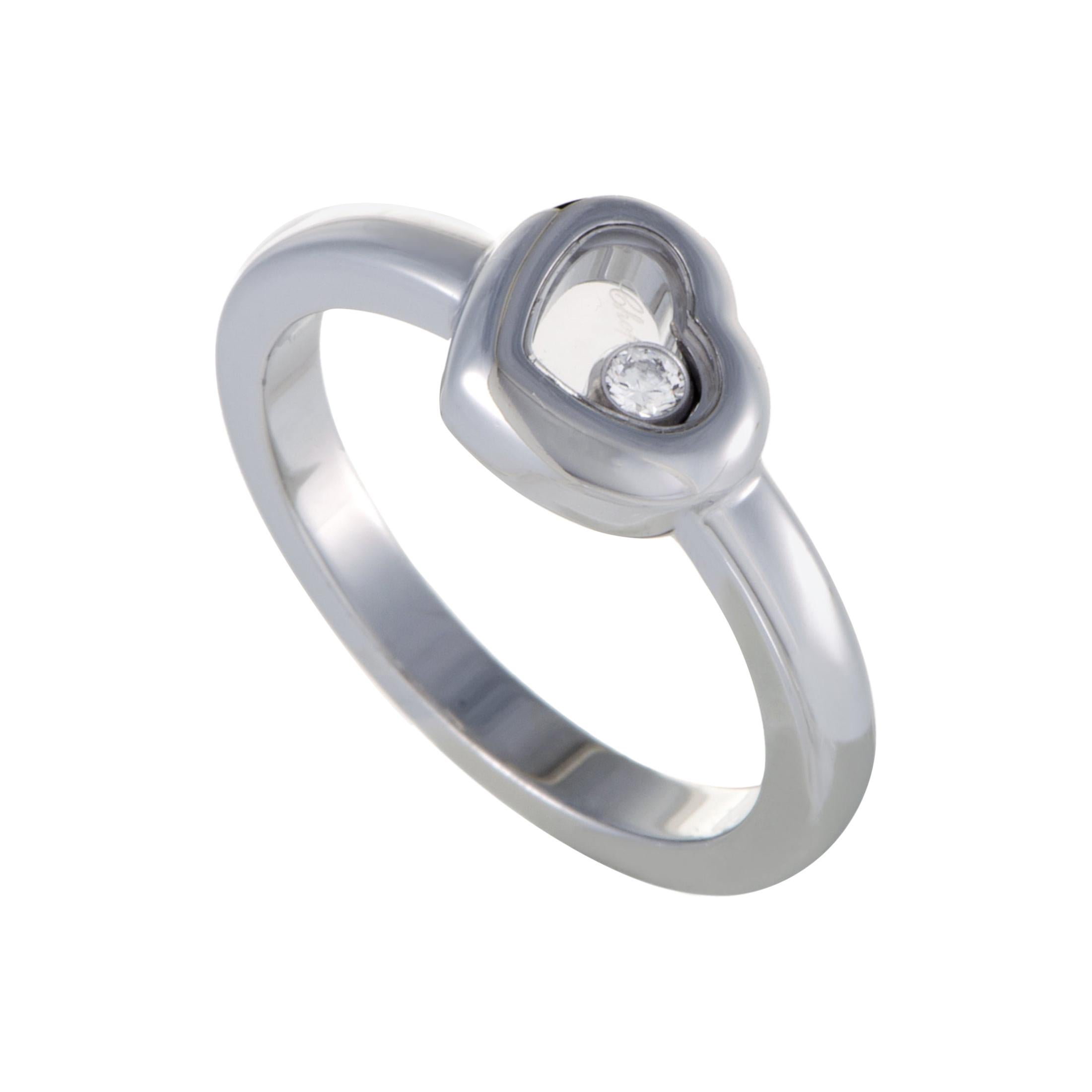 Chopard Happy Diamond 18K White Gold Floating 0.05 Ct Diamond Small Heart Ring