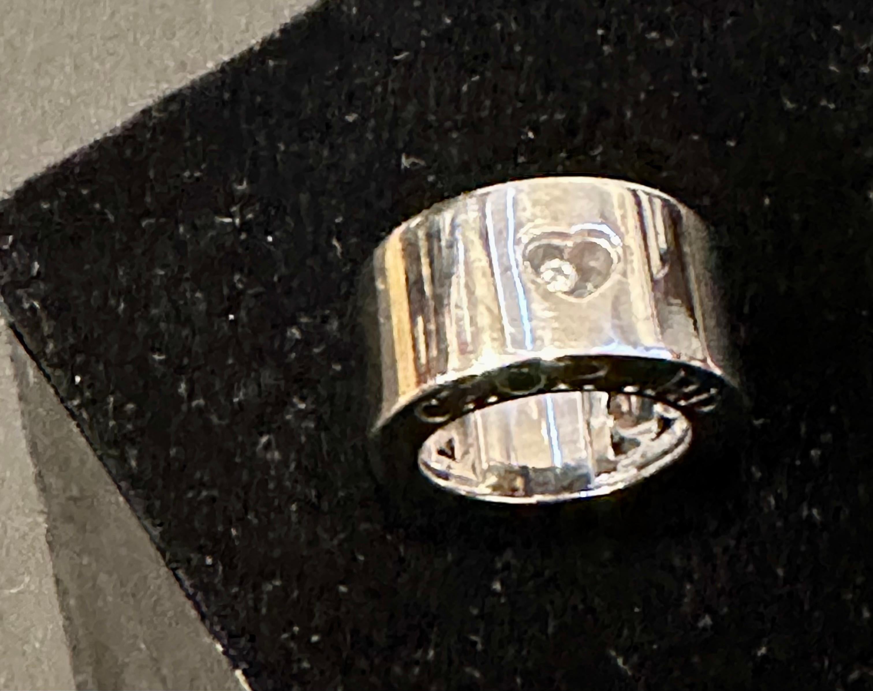 Chopard Happy Diamond 18k White Gold Floating Diamond Ring, Estate For Sale 4