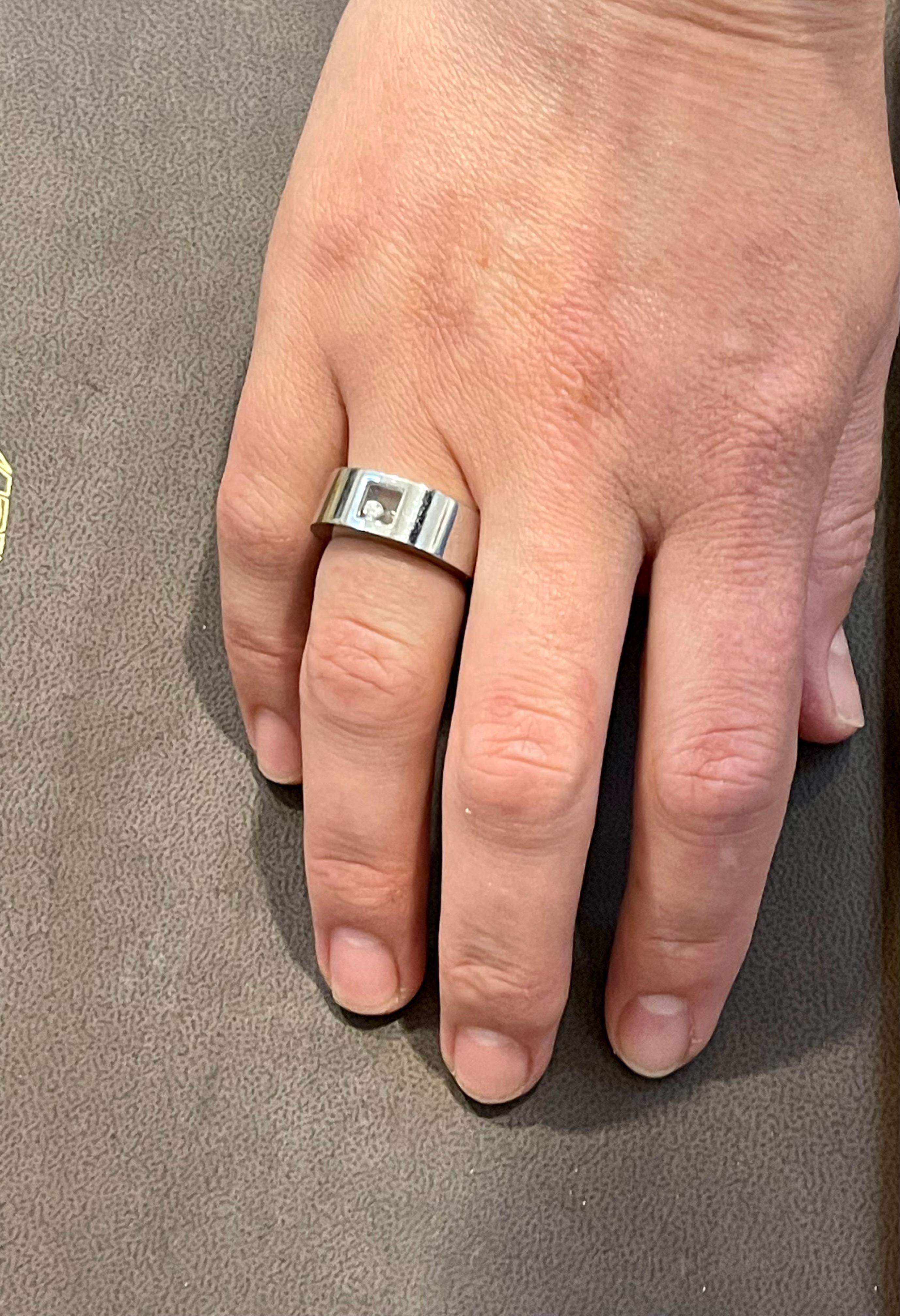 Chopard Happy Diamond Anillo de diamantes flotantes de oro blanco de 18 quilates, Estate en venta 8