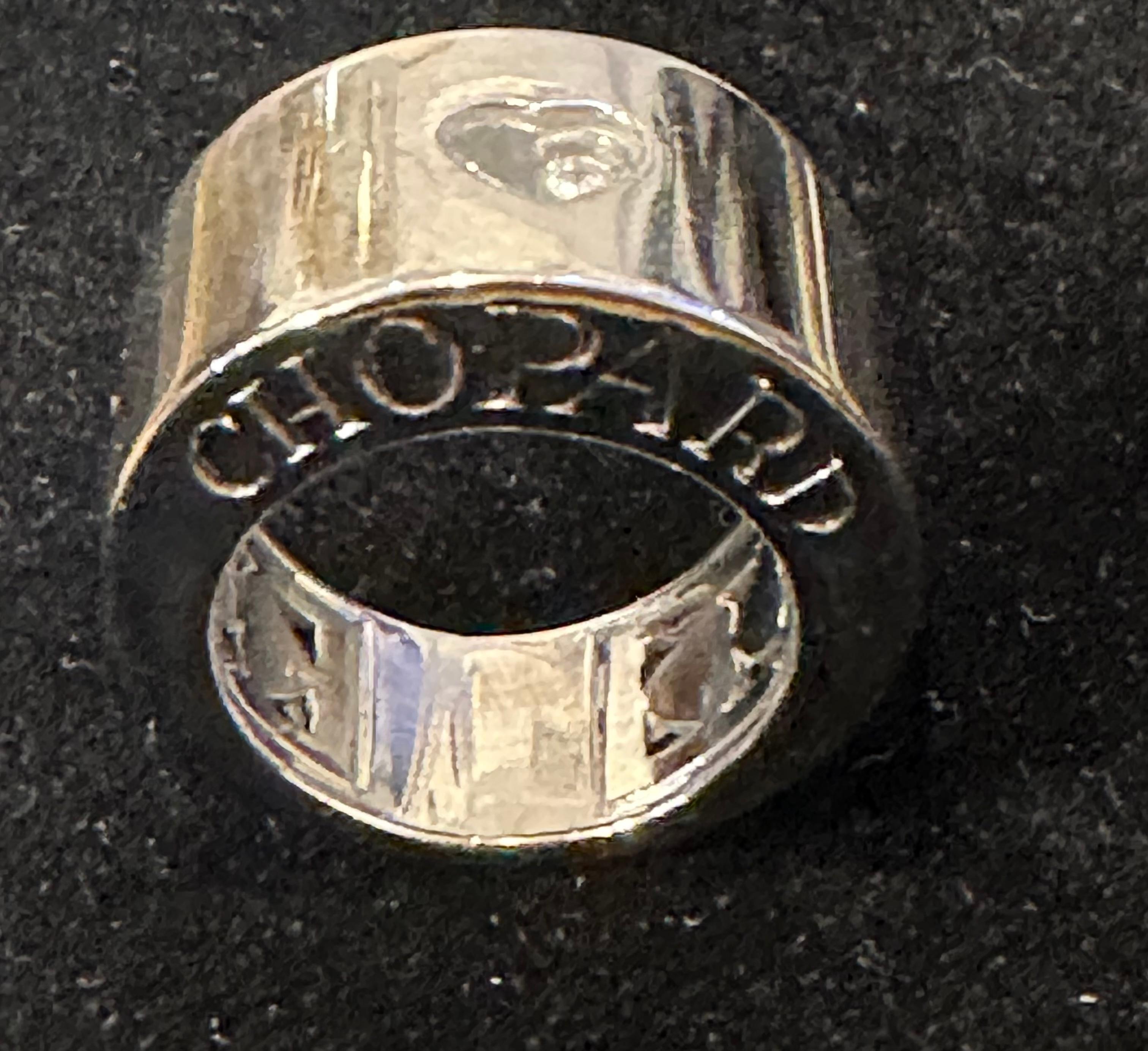 Chopard Happy Diamond 18k White Gold Floating Diamond Ring, Estate For Sale 6