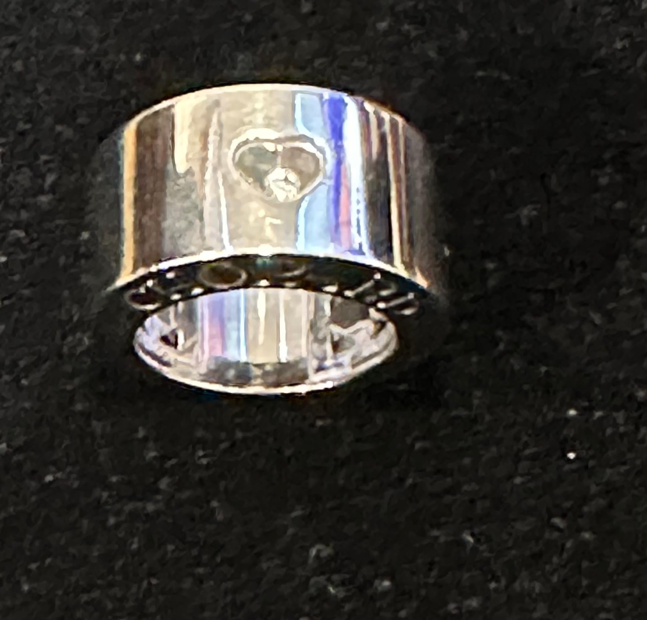 Chopard Happy Diamond 18k White Gold Floating Diamond Ring, Estate For Sale 8